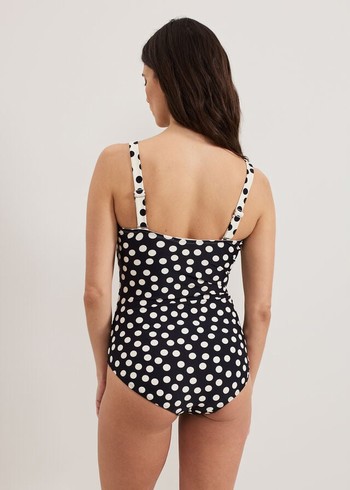 Phase Eight Polka Dot Swimwear Navy/White USA | 5983104-CZ